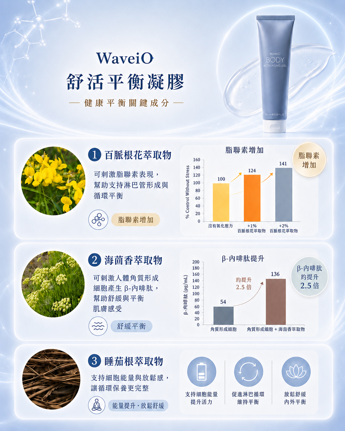 WaveiO 舒活平衡凝膠 關鍵成分